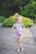 Blue Floral Cap Sleeve Leotard