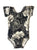 Black & Cream Floral Cap Sleeve Leotard