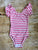 Pink & White Stripe Flutter Sleeve Leotard