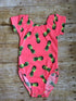 Hot Pink Pineapple Cap Sleeve Leotard