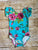 Teal Floral Cap Sleeve Leotard