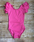 Hot Pink Flutter Sleeve Leotard