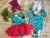 Teal Floral Cap Sleeve Leotard