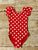 Red & White Dots Cap Sleeve Leotard
