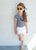 Black & White Stripe Cap Sleeve Leotard