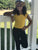 Mustard Flutter Sleeve Leotard