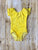 Bright Yellow Short Sleeve Lace Leotard (size up)