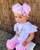 Pink Floral Messy Bow