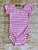 Pink & White Stripe Cap Sleeve Leotard