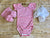 Pink & White Stripe Cap Sleeve Leotard
