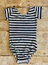 Black & White Stripe Cap Sleeve Leotard