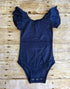 Navy Flutter Sleeve Leotard