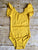 Mustard Flutter Sleeve Leotard
