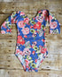 Blue Floral Long Sleeve Leotard