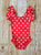Red with White Stars Flutter Sleeve Leotard