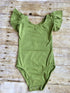 Olive Green Flutter Sleeve Leotard