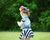Black & White Stripe Cap Sleeve Skirted Leotard - Scoop Back