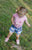 Pink & White Stripe Cap Sleeve Leotard