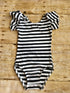 Black & White Stripe Flutter Sleeve Leotard