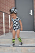 Skulls Cap Sleeve Leotard (read description) - Scoop Back