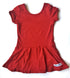 Red Skirted Cap Sleeve Leotard - Scoop Back