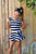 Black & White Stripe Cap Sleeve Skirted Leotard - Scoop Back