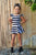 Black & White Stripe Flutter Sleeve Skirted Leotard - Scoop Back