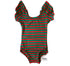 Green & Red Stripe Flutter Sleeve Leotard