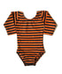 Orange & Black Stripe Long Sleeve Leotard