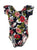 Black Floral Cap Sleeve Leotard