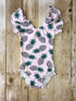 Light Pink Pineapple Flutter Sleeve Leotard