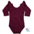 Wine Long Sleeve with Triple Ruffle Leotard