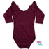 Wine Long Sleeve with Triple Ruffle Leotard