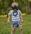 Gray and White Stripe Cap Sleeve Leotard