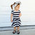 Black & White Stripe Cap Sleeve Skirted Leotard - Scoop Back