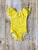 Bright Yellow Short Sleeve Lace Leotard (size up)
