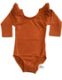 Rust Long Sleeve Triple Ruffle Leotard