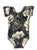 Black & Cream Floral Cap Sleeve Leotard