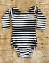 Black & White Stripe Long Sleeve Leotard