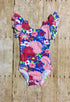 Retro Blossoms Flutter Sleeve Leotard
