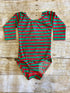 Red & Green Stripe Long Sleeve Leotard
