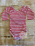 Red & White Stripe Long Sleeve Leotard