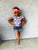 Navy Floral Cap Sleeve Leotard