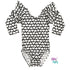 Black with white hearts long sleeve with single ruffle Leotard (read description)