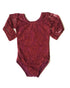 Wine Lace Long Sleeve Leotard - Size up
