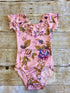 Pink & Purple Floral Cap Sleeve Leotard