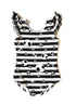 Striped Jack Flutter Sleeve Leotard (read description) - Scoop Back