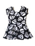 Skulls Cap Sleeve Skirted Leotard (read description) - Scoop Back