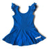 Jewel Blue Flutter Sleeve Skirted Leotard - Scoop Back