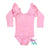 Bubblegum Pink Long Sleeve Triple Ruffle Leotard